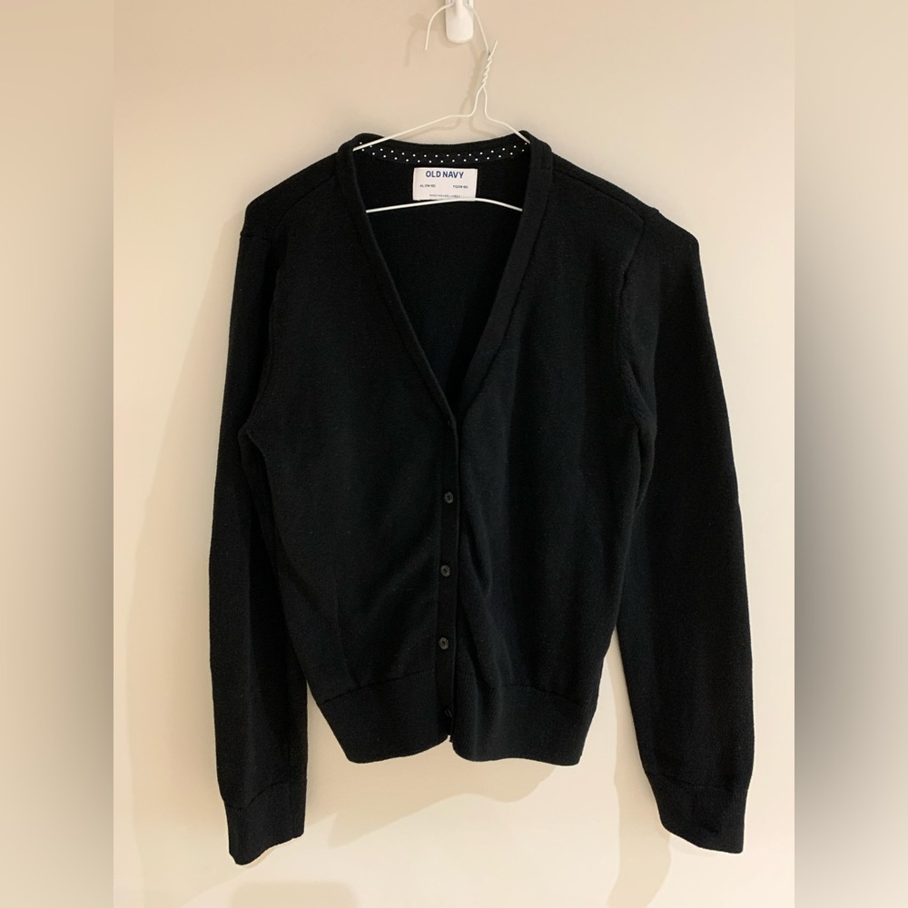 NWOT Old Navy Uniform V-Neck Cardigan Sweater for Girls in Navy Blue Size XL